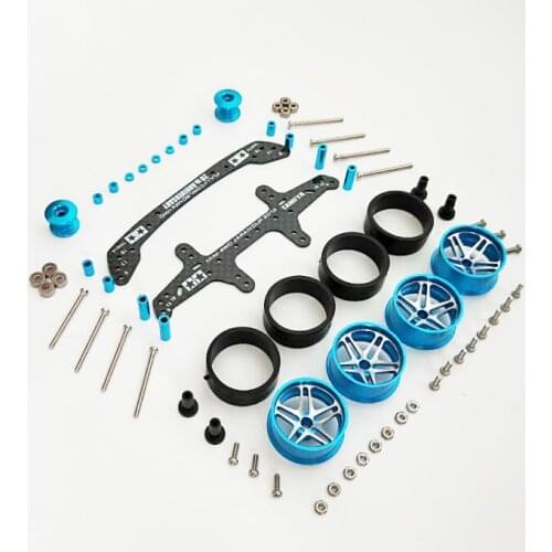 1 Set Carbon Fiber Front Rear Plates+ Guide Rollers+ Tyre Wheels+ Spacers Spare Parts Set For Tamiya Mini 4WD Racing Car Model