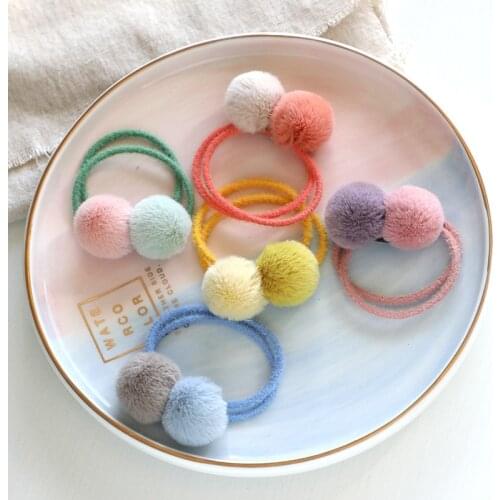 1pcs New Cute Candy Colored Hairball Hair Ties For Women Girls Sweet Hair Rope Fashion Hair Accessories Princess Headwear
