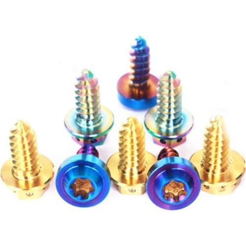 2PCS M4*0.7/M5*0.8 Length 15mm GR5 Titanium Flange Hex Head Self Tapping Screw For Motorcycle