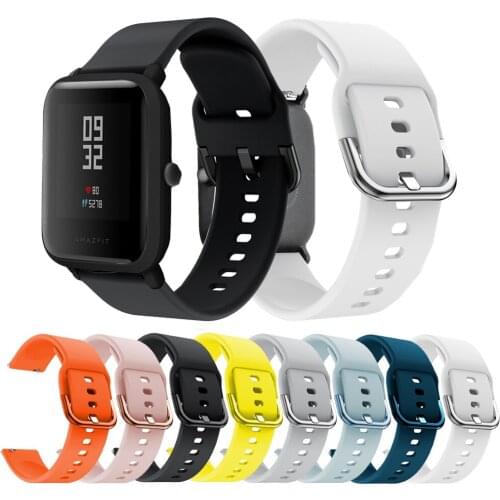 20mm Outdoor Silicone Sport Watch Strap for Galaxy Watch Active/42mm Rubber Watchband Replacement Bracelet for Amazfit Bip Belt