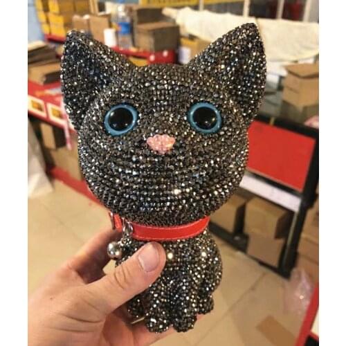 21cm Full Diamond Kat Bling Kitten Cash Box Creative Gift for Kids Home Car Decoration Accessories Kitty Figurine Lucky Cat