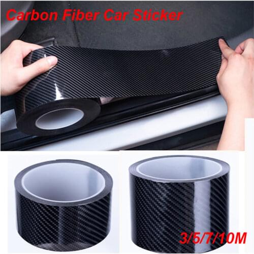 3/5/7/10cm Carbon Fiber Car Door Sill Sticker Scratch Proof Moulding Strip Car Sticker Protector Door Edge Protective Black