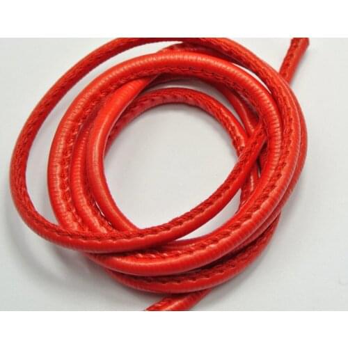 32.8 Feet Red Stitched Round Soft Synthetic Leather String Jewelry Cord 5mm