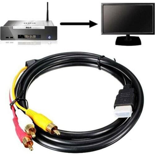 5 Feet 1080P HDTV HDMI-Compatible Male to 3 RCA Audio Video AV Adapter Cord Y0J1 Cable W8I4