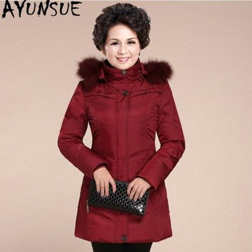 AYUNSUE Women Clothes 2020 Winter Coat Women Down Jackets Female Real Fox Fur Collar Long Coat Plus Size 5xl 6xl Parka MY1489