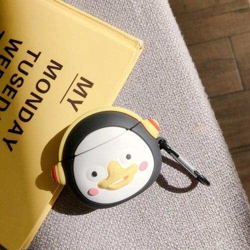 For Apple AirPods Pro Bluetooth Wireless Earphone Cover Headphone Cover Silicone case 3D Cartoon Cute Listen Music Penguin