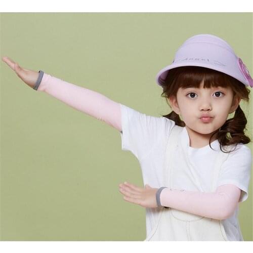 1Pair Kids Sports Cooling Arm Sleeves Ice Silk Sleeve UV Arm Cover Sunscreen Breathable Summer Sleeve For Girls Boys Ice Cuff