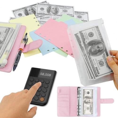 Eco-Friendly 1 Set Useful Cash Planner Cover Pockets Sheets Multi-Color Budgets Planner Portable for Budgeting