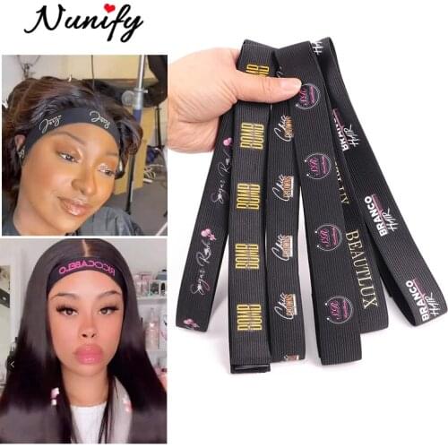 50Pcs Custom Logo Wig Band Adjustable Elastic Band With Hook 2.5-4Cm Different Size Wig Band For Edges Melt Band For Lace Wigs