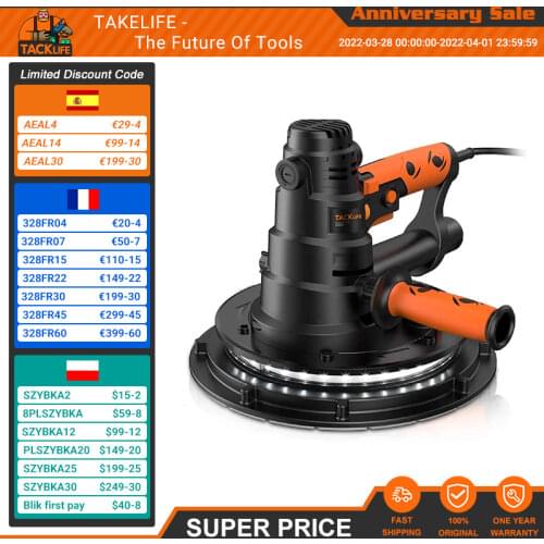 TACKLIFE Drywall Sander 800W Electric With Automatic Vacuum Dust Collection System, 6 Variable Speeds, Detachable Handle-PDS03B