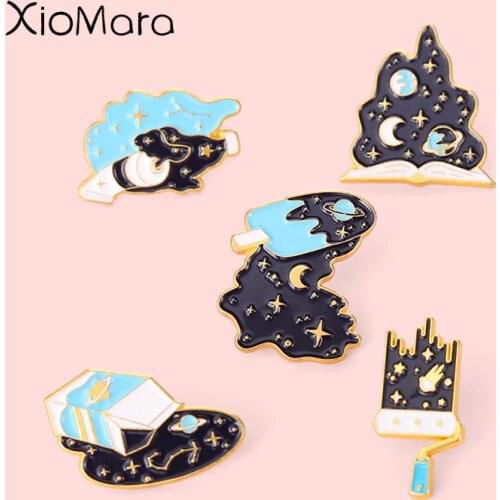 Constellation Fantasy Geometry Enamel Pins Signal Universe Brooches Inspiration Art Badge Backpacks Clothes Lapel Jewelry Gifts