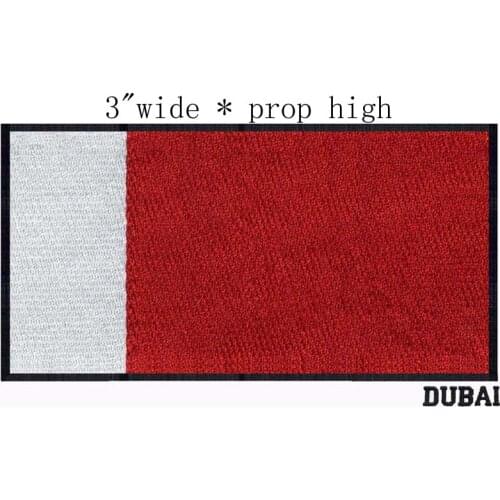 Dubai, United Arab Emirates Flag 3" wide embroidery patch for red and white with a black outline/full colors