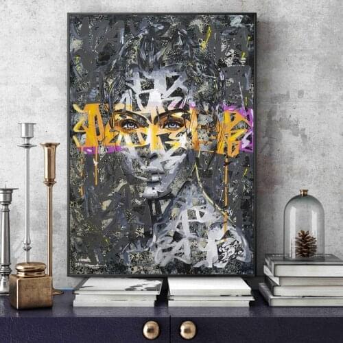Abstract Modern Graffiti Art Collage Canvas Painting Posters And Prints Woman Portrait Picture On Wall Art Room Decoration