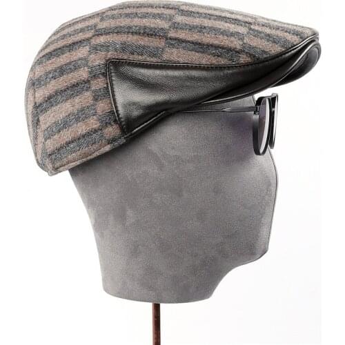 Fashion Wool Leather Newsboy Caps Mens Herringbone Caps Women Men British Painters Hats Soft Autumn Winter Caps Hats casquette