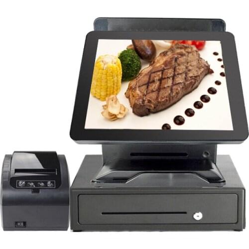 PC Computer wholeset POS system pos machine with cash drawer card reader pos all in one 15 inch capacitive touch cash register