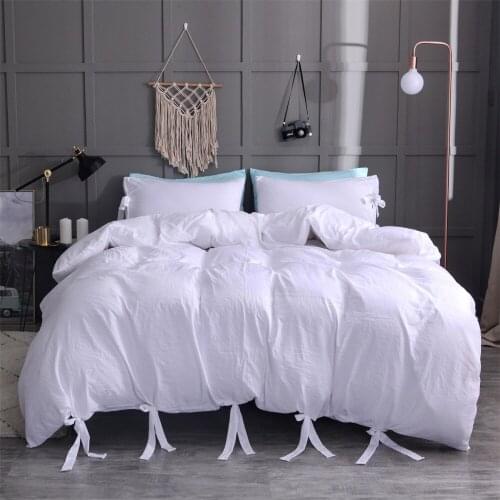 Brief Style Solid Color Laced Bedding Set Bedclothes Adults Soft Polyester Bed Cover with Pillowcase US King Bed Duvet Cover Set