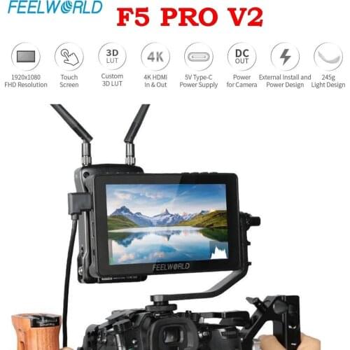 FEELWORLD F5 Pro V2 Monitor 5.5 Inch Touch Screen Field DSLR Camera 3D LUT 4K HDMI With Hollyland Image transmission LED Tilta