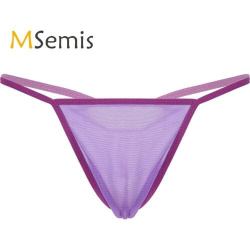 Mens Lingerie See-through Mesh Underwear G-string Thong T-back Briefs Jockstrap Low Waist Bulge Pouch Panties Underpants