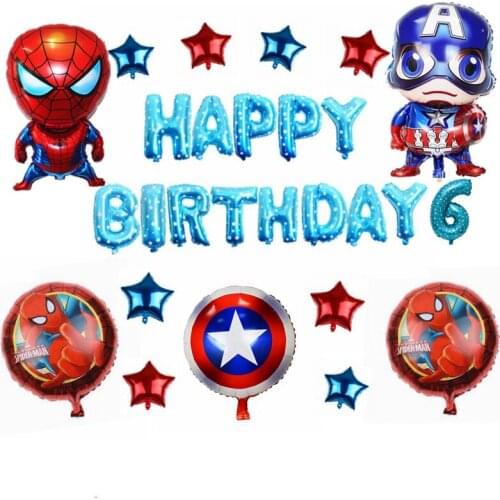 29pcs/Lot Superhero Avengers Spiderman Captain Baby Boys 1-9 Years Old Birthday Party Deocr Foil Inflatable Toys Balloons Suit