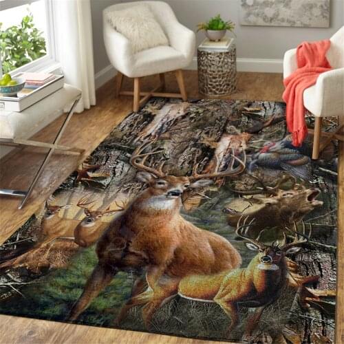 Deer Hunting Carpet Carpet Huntbeus Carpets Soft Flannel 3D Printed Rugs Mat Rugs Anti-slip Large Rug Carpet Home Decoration 01
