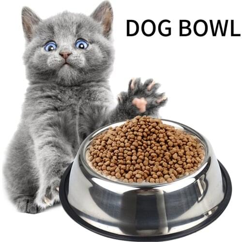 Pet Supplies Dog Cat Bowls Non-Slip Stainless Steel Travel Feeding Feeder Water Bowl For Pet Dog Cats Puppy Outdoor Bowl 6 Sizes