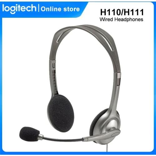 Logitech H110/H111 Wired Headphones Stereo with Microphone 3.5mm Wired Headphones Stereo sound Headset For Games music PC