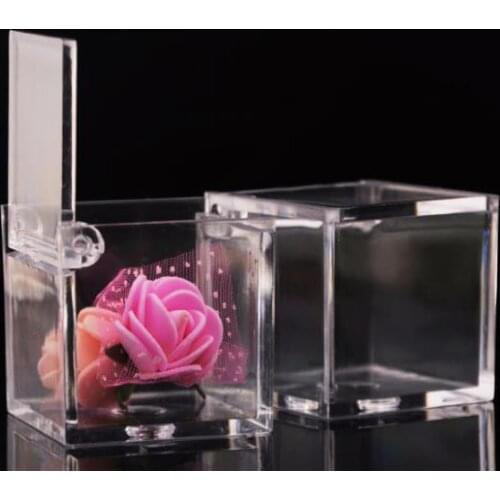 Clear plastic square box wedding birthday shower party favor boxes transparent choclate gift wrap packaging box 4.5cm /6cm