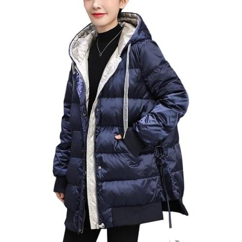 Winter Hooded Down Jacket Women 2021 New Winter Korean Loose White duck down Coat Plus size 4XL Warm Thick Female parkas Outwear
