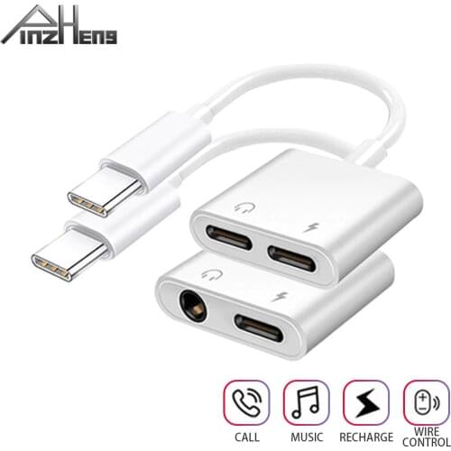 PINZHENG USB Type C Splitter 2 in 1 Audio Fast Charge Type C to 3.5mm Headphone Adapter For Google Pixel Huawei Xiaomi Oneplus