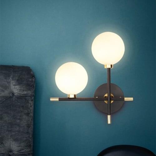 Nordic luxury Postmodern model room LED milk white ball wall lamp art special bedroom bedside study balcony decorative wall lamp