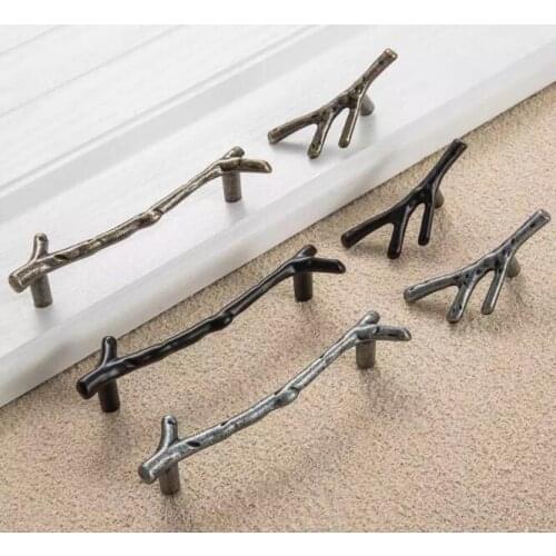 Tree Branch Furniture Handle 96mm 128mm Black Silver Bronze Kitchen Cabinet Handles Drawer Knobs Door Pulls YH1595