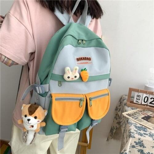 Girl Kawaii Panelled Backpack Fashion Ladies Book Vintage Schoolbag Cute Female Cool Backpack Women Harajuku Student Travel Bag