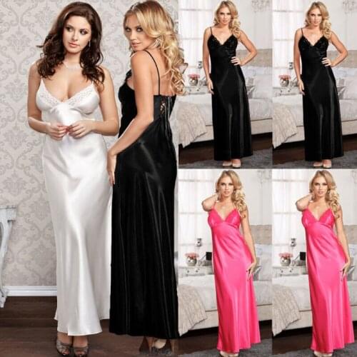 Sexy Women Satin Dress Ladies Nightie Nightwear Nightdress Silk Chemise