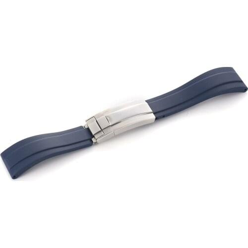 20MM Silicone Black Oyster Watch Strap Band Deploment Buckle Fit For Rolex Daytona Watch