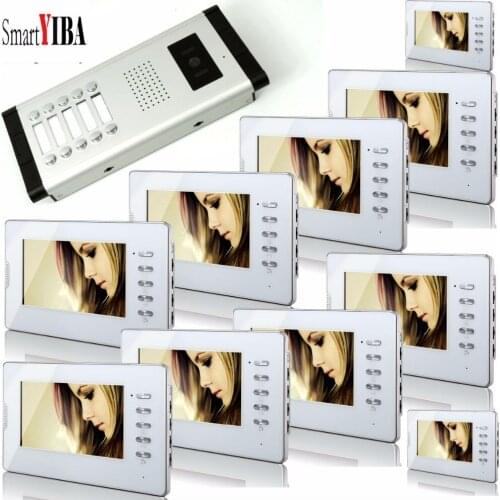 SmartYIBA 7" 10 Units Building Home security Video Intercom System Villa/Flats/House Doorphone Monitors Visual Intercom Kit