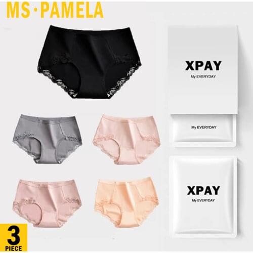 Cotton High Waist Panties Female Underpants Sexy Panties for Women Briefs Underwear Plus Size Pantys Lingerie 3PCS/Set