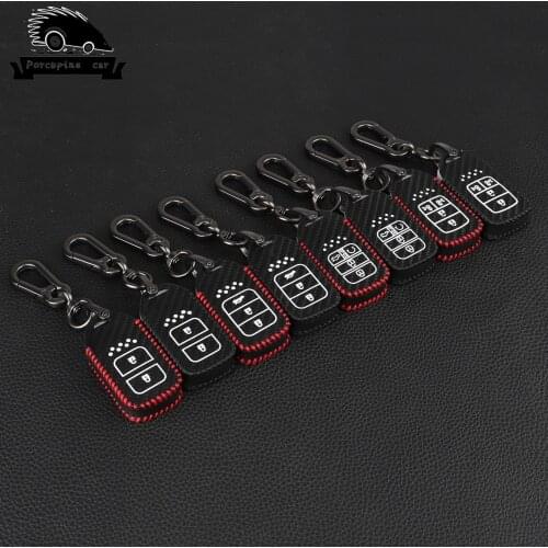 Carbon fiber leather car remote key fob cover case for Honda 20162017 CRV Pilot Accord Civic Fit Freed keyless entry car styling