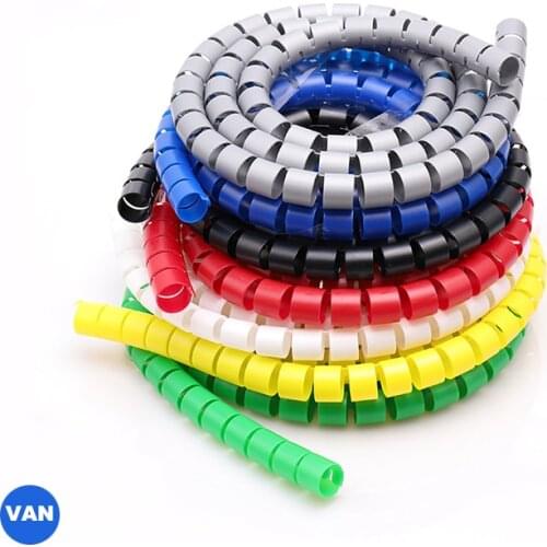 1/5M 16mm 3FT Cable Wire Wrap Organizer Spiral Tube Cable Winder Cord Protector Flexible Management Wire Storage Pipe