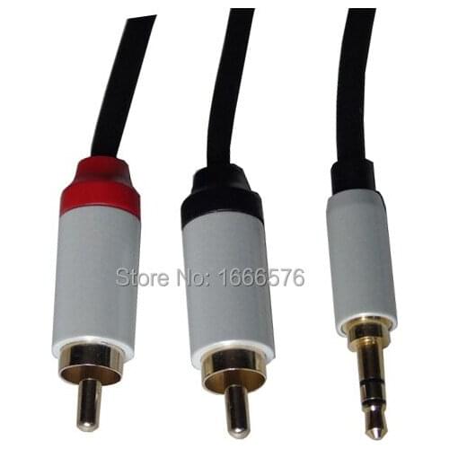 KL High Quality 2M/6ft Stereo AUX Audio Cable extension 1/8'' Jack DC 3.5mm male to 2RCA male,black