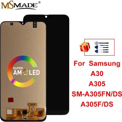 6.4" SUPER AMOLED For SAMSUNG GALAXY A30 Display A305/DS A305F A305FD A305A LCD Display Touch Screen Digitizer Replacement Parts