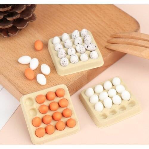 1Set 1:12 Dollhouse Miniature Eggs Kitchen Food Model (Tray+16Pcs Eggs) Kitchen Decor