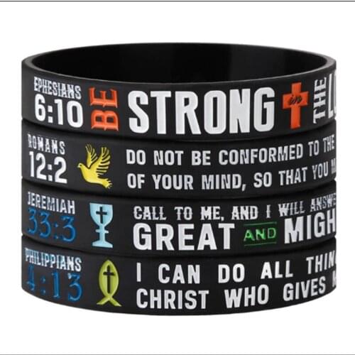 1pcs Religious Silicone Wristbands Bracelets Popular Bible Verses Bracelets for Men Women Christian Religious Jewelry Gifts