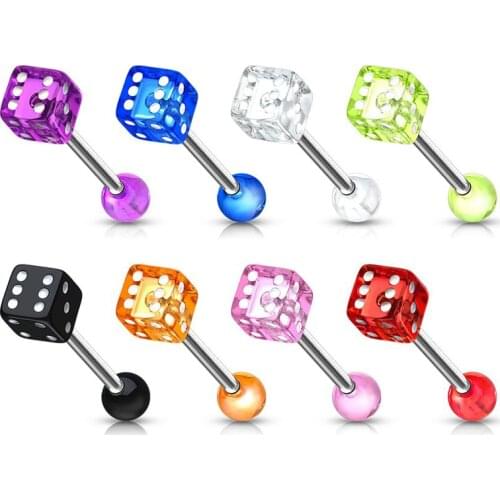 10PCS Mix Dice Tongue Ring Stud Nipple Ring Piercing Barbell Bar Acrylic Cartilage Helix for Women Fashion Body Piercing Jewelry