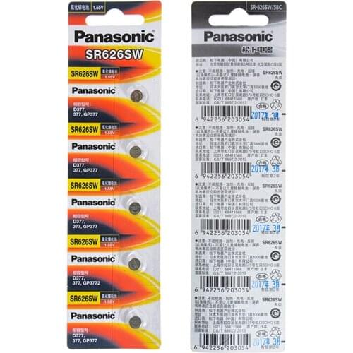 100pcs/lot Panasonic SR626SW Silver Oxide Battery G4 377A 377 LR626 SR626SW SR66 LR66 Button Cell Watch Coin Batteries
