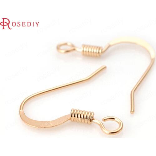 D052)20 pieces Height 16mm 24K Champagne Gold Color Plated Brass Earring Hook Diy Jewelry Findings Accessories wholesale