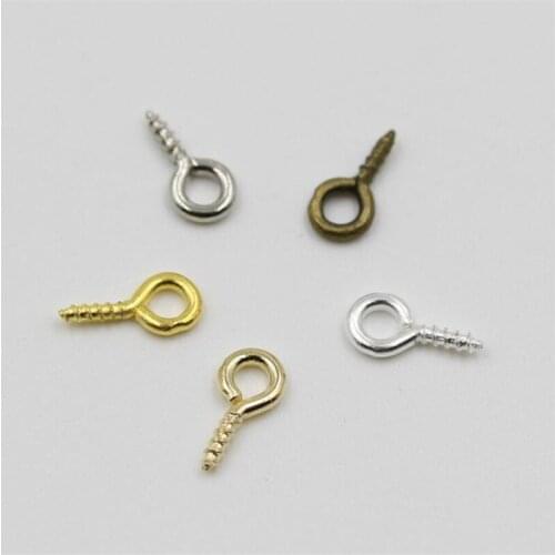 200pcs 5x10mm Small Tiny Mini Eye Pins Eyepins Hooks Eyelets Screw Threaded Gold Clasps Hooks Jewelry Findings For Making DIY
