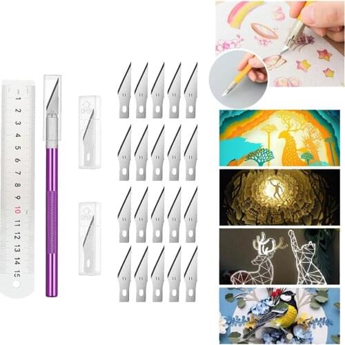 22x Knife Precision Carving Craft Knife Hobby Knife 20x Knife Blade for Art, Scrapbooking,Stencil ,Paper, Leather Craft