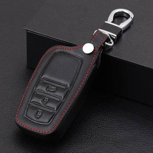 3 Buttons Remote Car-Styling Black Leather Key Holder Shell Case Cover Case For Toyota Corolla Camry RAV4 2014 2015