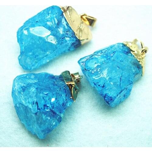 3pcs nature raw crystal pendants with golden plated for women pendants making jewelry findings best selling wholesale price