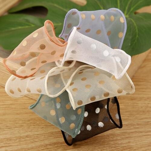 5yards/lot 40mm Bronzing Dots Printed Wave Grilled Edges Organza Ribbon for Hairbow DIY Gift Bow Wrapping